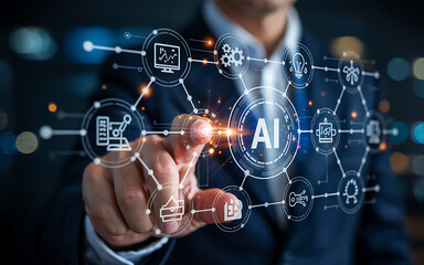 Digital transformation technology strategy in global HR management, internet of things. transformation of ideas and the adoption of technology in business in the digital age, Ai.