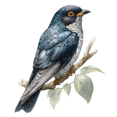 A watercolor painting of Cuckooshrike, vector illustration on white background.
