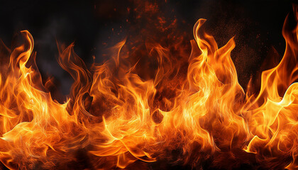 Fototapeta premium Realistic Glowing Fire Background With Bright Flames