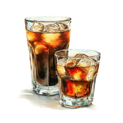 Watercolor vector illustration of Cold Brew Coffee, isolated on white background.