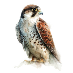 Falcon in watercolor style, vector illustration, isolated on white background.