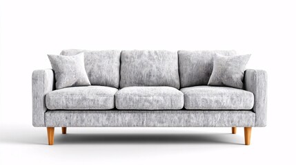 Fototapeta premium Modern Gray Sofa with Wooden Legs