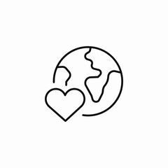 globe with heart icon sign vector