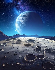 Cosmic landscape of a distant moon