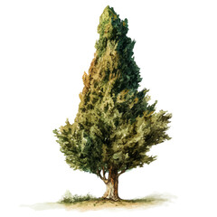 A watercolor painting of Cypress Tree, vector illustration on white background.