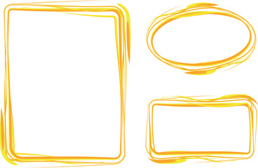 bright yellow doodle style decorative frames shapes collection