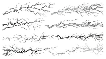 Obraz premium Comic Manga Effect Lightning Line Art Drawing Set