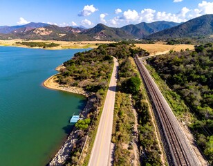 Scenic Lake Road and Railroad.