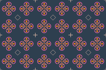 Colorful geometric pattern with intricate designs and vibrant shapes on a dark background for creative projects