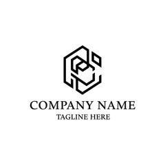 Abstract black and white hexagonal logo design with intertwined geometric lines, suitable for a modern company brand identity.