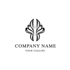 Elegant black and white abstract symmetrical logo design with flowing lines, suitable for various company branding.