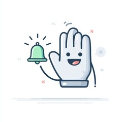 Playful onboarding: friendly hand-shaped cursor high-fiving a smiling notification bell 