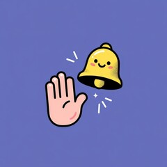 Playful onboarding: friendly hand-shaped cursor high-fiving a smiling notification bell
