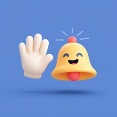 Playful onboarding: friendly hand-shaped cursor high-fiving a smiling notification bell 