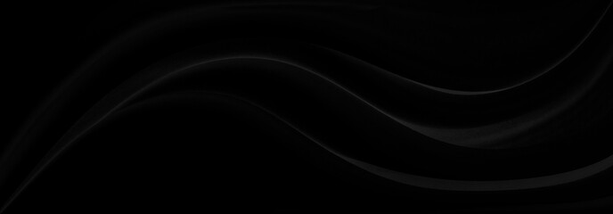 Black gray satin dark fabric texture luxurious shiny that is abstract silk cloth background with patterns soft waves blur beautiful.