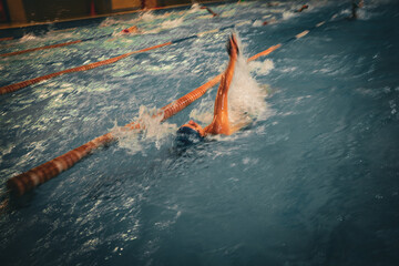 Professional Swimming Action in Water