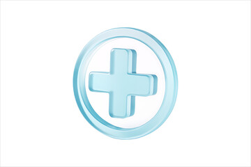 Fototapeta premium Blue Plus Icon, Translucent Blue Plus Icon in Circular Frame