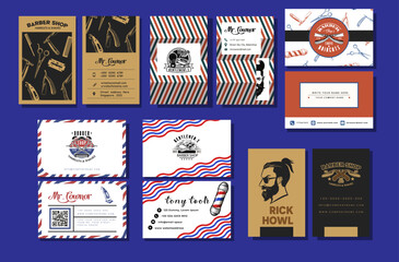 Barber shop business card templates collection elegant classic.ai
