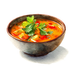 Watercolor vector illustration of Curry, isolated on white background.
