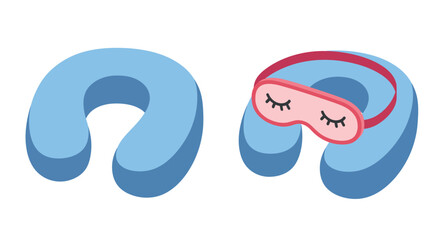 Comfortable travel set with blue neck pillow and sleep mask for relaxation