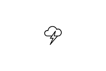 Lightning Storm Cloud Line Icon