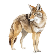 Coyote, watercolor painting, vector illustration, isolated on a white background.