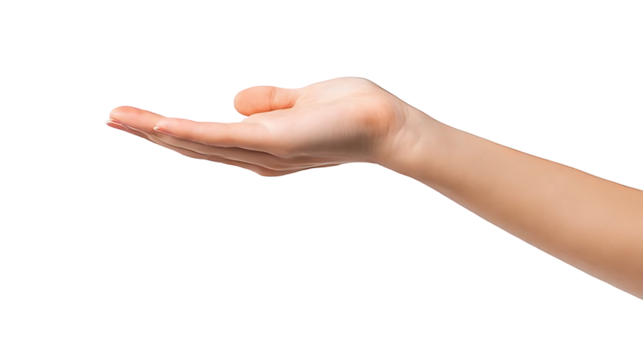 young female flat hand holding something isolated - Powered by Adobe