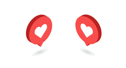 3d heart speech bubbles on white background: love and communication concept