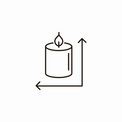 candle with size arrows icon sign vector