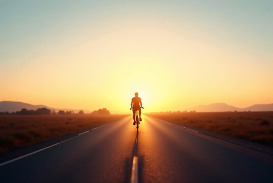 man cycling on the road
