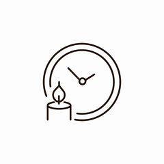 clock with a candle icon sign vector