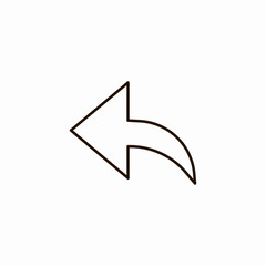 curved left arrow icon sign vector