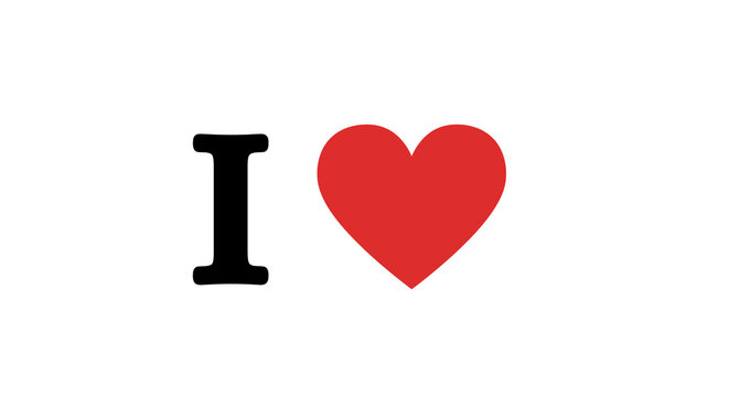 Minimalist design: i love symbol with heart on white background