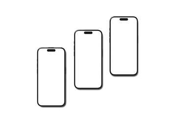 Smartphone mockup blank screen isolated on white background.