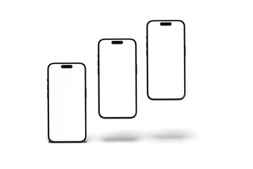 Smartphone mockup blank screen isolated on white background.