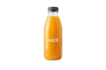 Orange juice bottle on black background with sealed cap for freshness and health benefits visual
