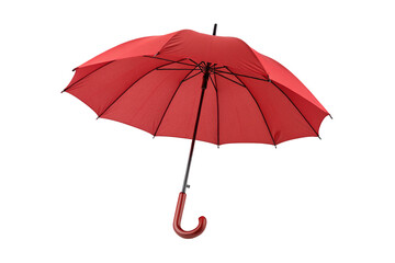 Bright red umbrella isolated against black background perfect for rainy or sunny weather needs now