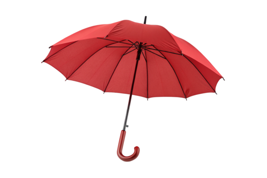 Bright red umbrella isolated against black background perfect for rainy or sunny weather needs now