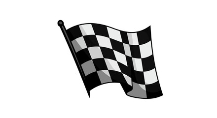 Checkered racing flag in motion on white background