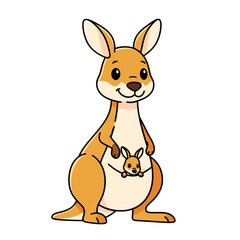 Cute Kangaroo with baby kangaroo