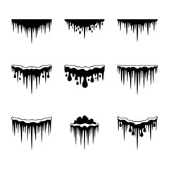 Vector art of collection of icicles in various shapes and sizes, perfect for winter, christmas, and holiday designs