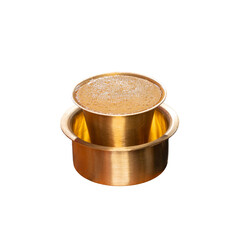 Authentic South Indian filter coffee in a brass cup on a Transparent PNG Background