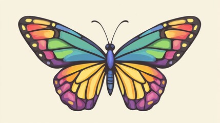 Vibrant Rainbow Butterfly Illustration