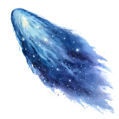 Comet, watercolor painting, vector illustration, isolated on a white background. © Andrews
