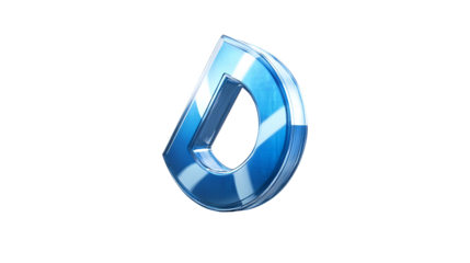 3D Render of a Blue Metallic Letter D, Perfect for Graphic Design Projects, Isolated on a Transparent Area