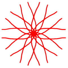 handmade red color of geometric circle foral shape made with chalk pencil , color pastle pencil , Mandala art type