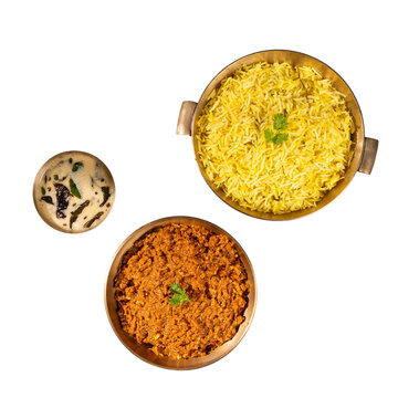 Traditional Hyderabadi Khichdi, Mutton Keema and Khatta on a Transparent PNG Background