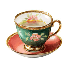 Cup in watercolor style, vector illustration, isolated on white background.