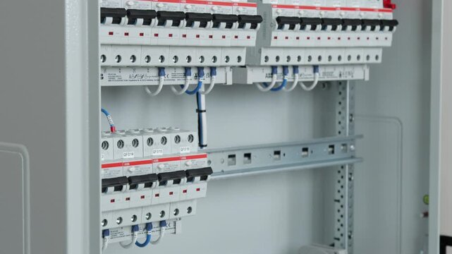 Electrical panel for organizing the power supply of the house on circuit breakers, Smart Home automation, connection through electrical terminals. 