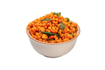 Traditional Masala Boondi Namkeen in a ceramic bowl on a Transparent PNG Background